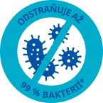 Odstraňuje až 99 % bakterií